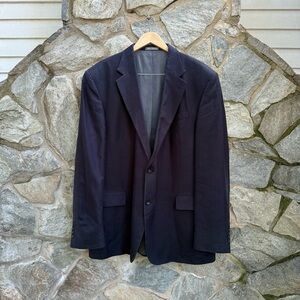 Oscar de la Renta Wool & Silk Navy Blue Blazer